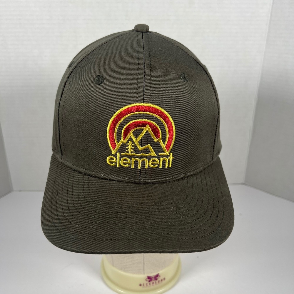 Element Skateboards Snapback Hat Mountain Sun Logo Embroidered Green Cap